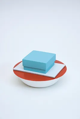 Bowl (red) and Napkin and Box (seafoam)