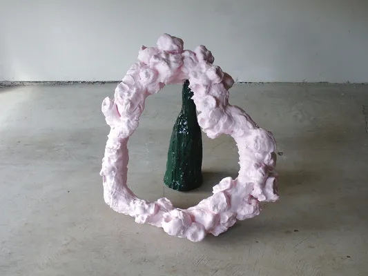 Wreath and Champagne Bottle